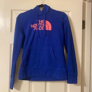 The North Face Women’s Small Hoodie – Blue with Hot Pink Logo